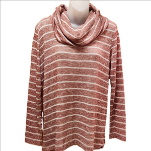 Eddie Bauer Red and White Cowl Neck Sweater